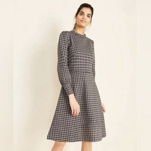 Ann Taylor Black Plaid Fit and Flare Dress
